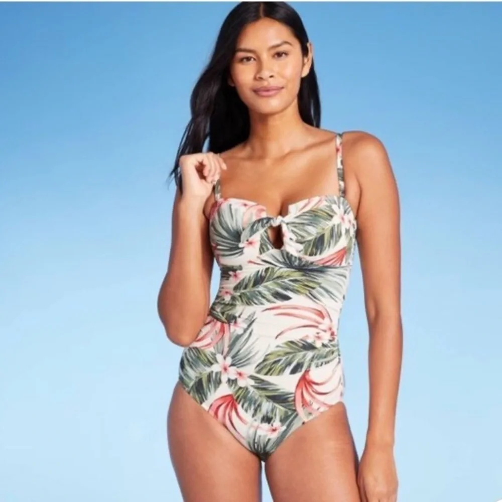 ?.Kona Sol Pique Bandeau One Piece Swimsuit - Kona Sol™ Multi